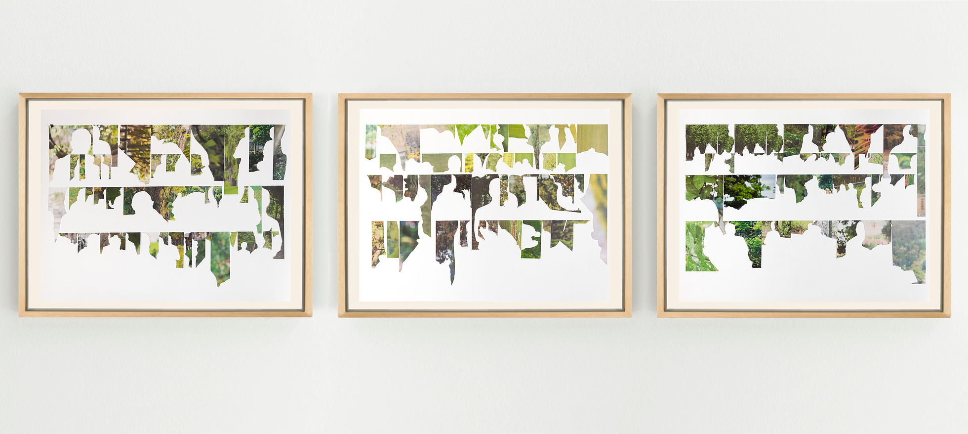 Serie "Inventario sobre lo que no veo". Recortes de fragmentos de naturaleza desenfocada, sobre papel.
