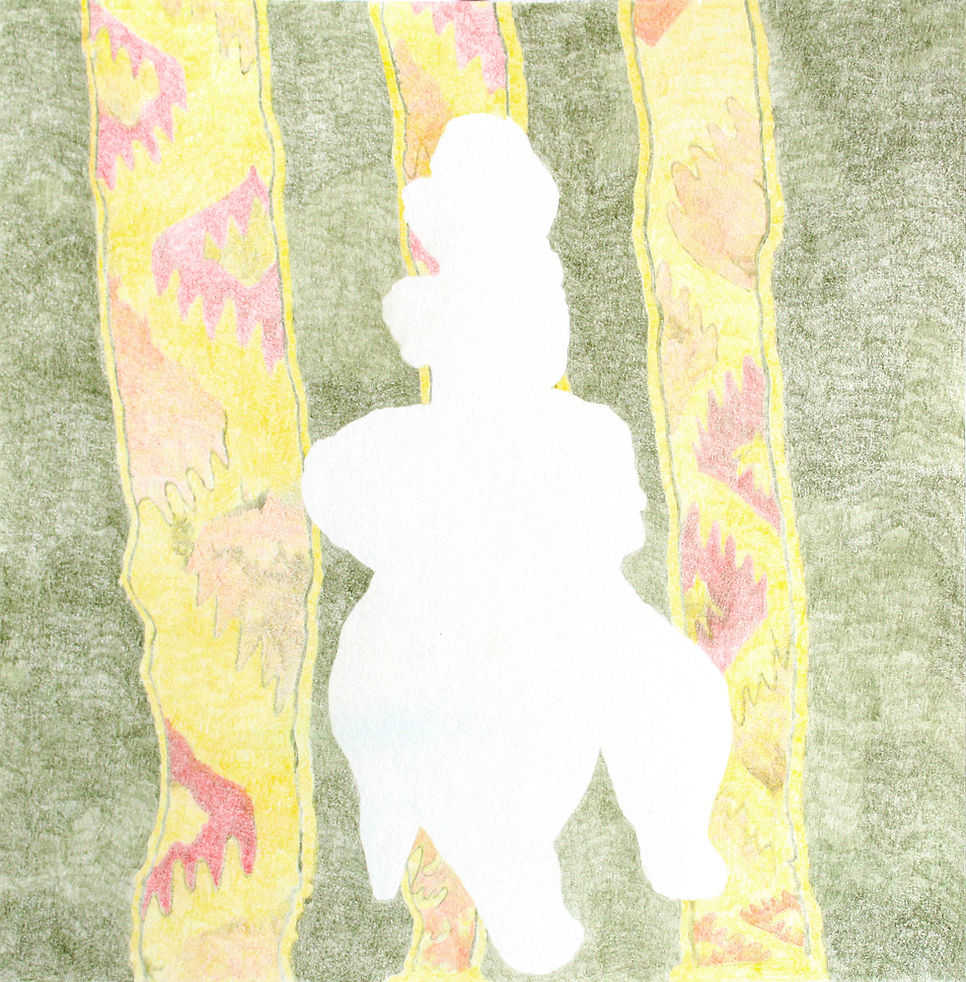 De la serie "Revisitar". Lápiz de color sobre papel.