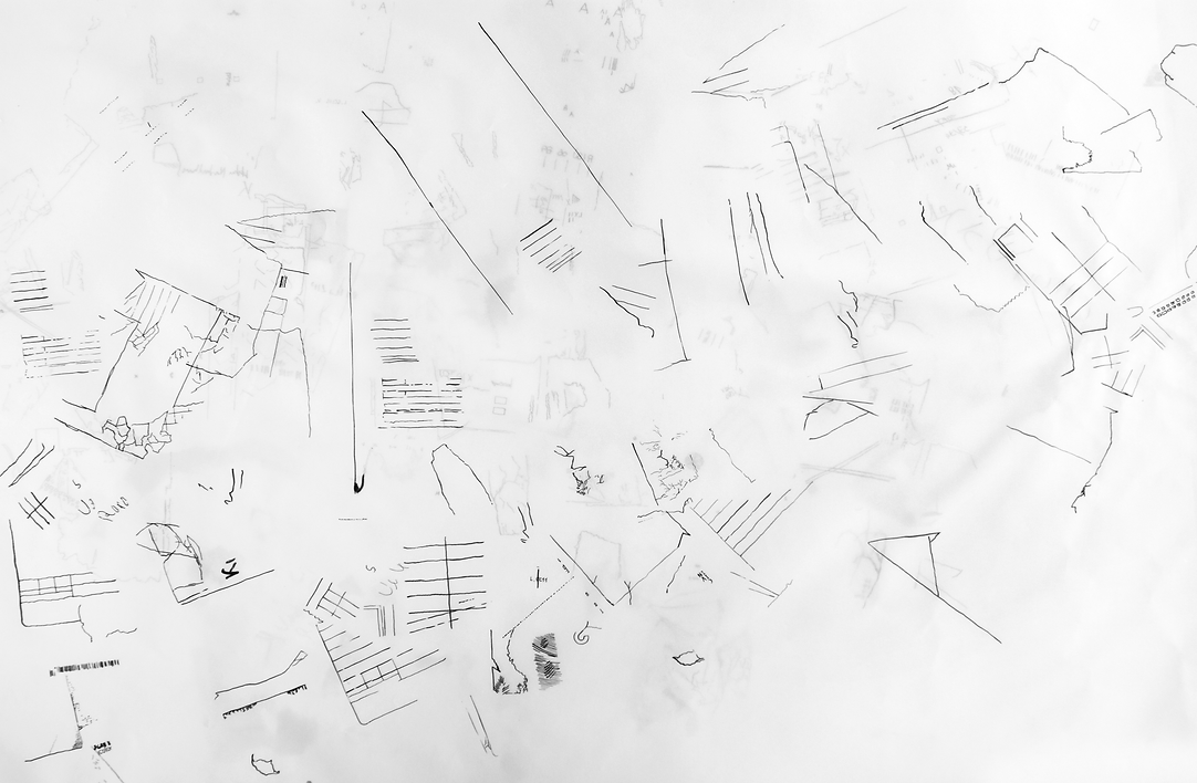Instalación "Mapas residuales". Detalle tinta sobre papel pergamino. 
